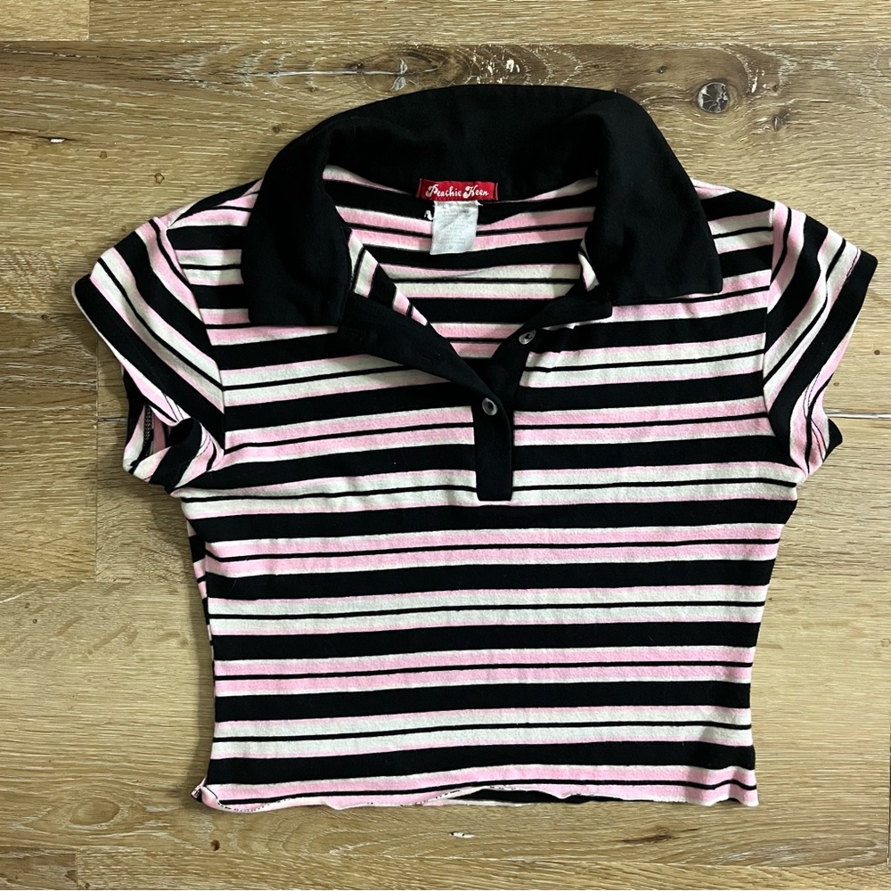 Vintage Striped Pink and Black Polo Shirt